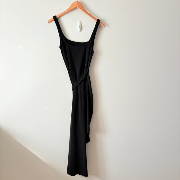 Aritzia Wilfred Saturn Wrap Midi Jersey Dress Black Size Small - Picture 4 of 6